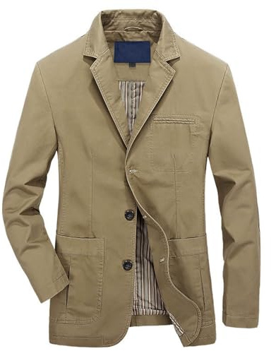 Blazers casuales de algodón para hombre, chaqueta casual para hombre, de manga larga, de algodón, con solapa, tres botones, elegante, chaqueta de traje de negocios, chaqueta ligera para bodas,