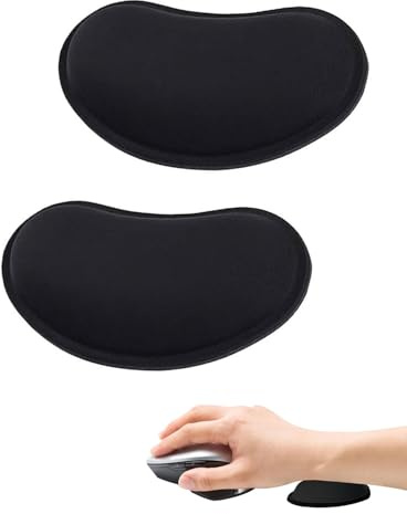 BPTRKOM 2 stück Maus handballenauflage - Ergonomische Handballenauflage,Rutschfest Unterseite,handauflage Maus mit Memory-Schaum,Pad für Büroarbeit und Laptop, Computer-Gaming（Schwarz）
