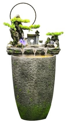 huanglyc-232 Fontaine sur Pied pour Salon, Fontaine d'eau de rocaille de Cour, décoration de Sol de Salon, décoration de Bureau, Fontaine de Jardin