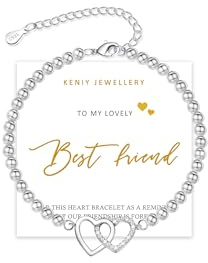 KENIY Best Friend Bracelet S925 Sterling Silver Beads Friendship Bracelets with Love Hearts Jewellery Birthday Gifts