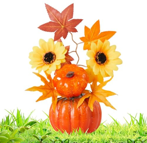 Decoración de calabaza otoñal, exhibición de con adorno de , maceta pequeña para bonsái para Halloween, chimenea de otoño, mesa de Acción de Gracias, estante de dormitorio, escritorio