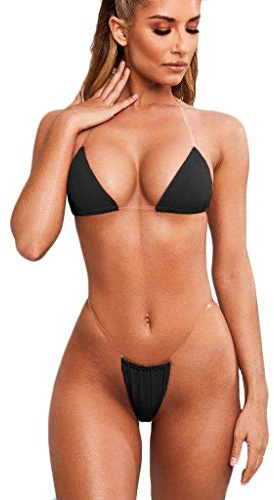Bikini Due Pezzi da Donna, Rosso, Design Triangolo con Spalline Sottili, Stile Minimalista,Una Taglia Adatta alla Maggior Parte delle Persone