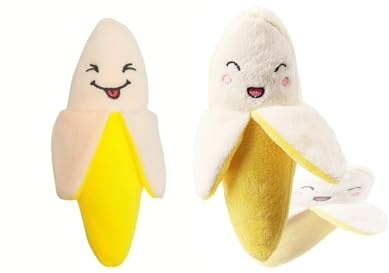 HUVZOR 2 pezzi confezione di peluche a forma di banana, giocattolo divertente da masticare per piccoli animali domestici