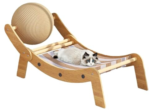 ETUCYNG Chaise longue pour chat | Lit griffoir pour chat – Rampe à billes à roulettes, tapis de jeu pour table d'extérieur, exercice intérieur, jardin, appartement