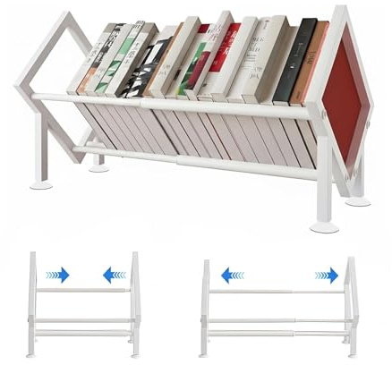 Mfqire Estanteria Escritorio Libreria Pequeña Retráctil, Mini Estanteria Metálica Organizador Libros, Bookshelf Salva Espacio para Escritorios Infantiles, Despachos y Salones