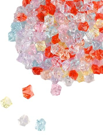 wellrun 200PCS Fake Crushed Ice Stones,Acrylic Decorative Gems,Imitation Ice Crystal Rocks for Vase Fillers Wedding Display DIY Arts Crafts(Multicolour)