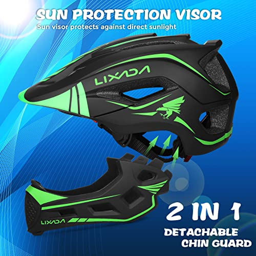 Aumotop Casque Intégral pour Enfants avec 13 Aérations Ajustées pour Un de Tête de 52 à 56 Cm, Mousse EPS Absorbant Les Chocs Vélo, Scooter (Bleue)