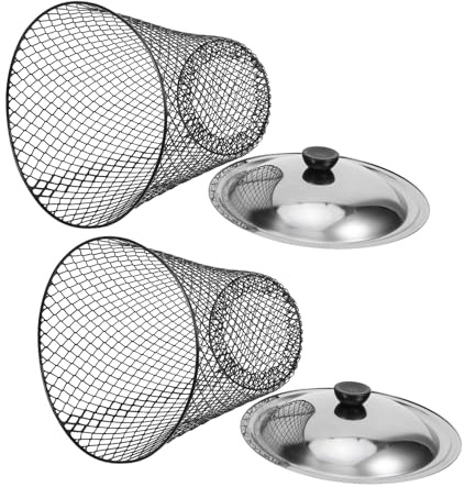 Abaodam Lot de 2 Poubelles Extérieures Métalliques avec Couvercle, Composteurs Enterrés Compacts, Bac à Compost pour Jardin Cuisine, Stockage Extérieur de Déchets Ménagers,