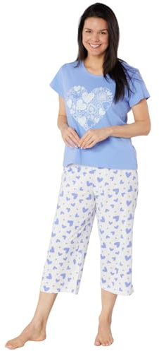 Suzy & Me Womens 100% Cotton Jersey Short Sleeved Cropped Leg Pyjamas