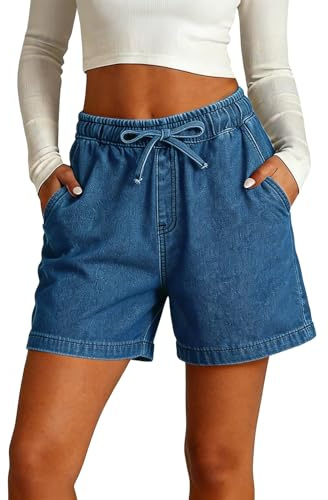 Dam jeans shorts bomull vardaglig dragsko elastisk midja shorts sommar stretch heta byxor