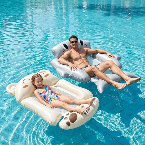 2 unidades de colchón de aire para piscina, cojín de natación, hamaca de agua inflable, colchón de aire con red, juguete de agua 4 en 1, sillón Tanning Pool,Juguete para piscina con respaldo y