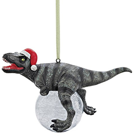 Design Toscano Blitzer the T Rex Dinosaur Christmas Tree Ornament, 5 Inch
