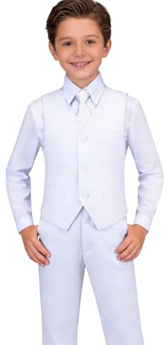 White Suit for Boys All White Tuxedo Outfit Dress Pants Blazer Vest Size 7