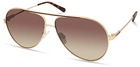 GUESS Men's GUA00003 Classic Aviator Pilot Sunglasses, Gold, 61mm