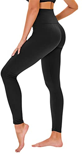 TNNZEET Leggings for Women UK, 1/3 Pack High Waisted Black Trousers Tummy Control for Gym Yoga(Black,L-XL)