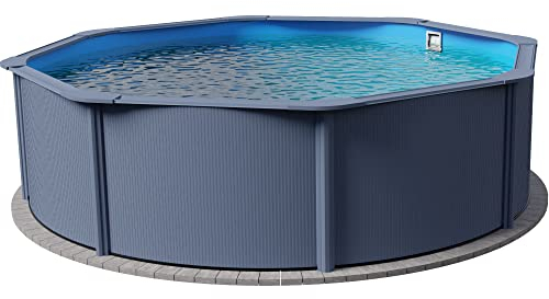 Planet Pool Stahlwandpool rund Classic 360x120 cm, Stahl 0,4 mm anthrazit, Folie 0,3 mm blau, Overlap