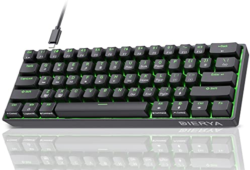 Dierya DK61se Mechanical Gaming Keyboard,60 percent Brown Switches,Ice Blue LED Backlit,Detachable USB-C Cable,Full-Key Rollover for Computer/PC/Laptop/MAC,US Layout,Black