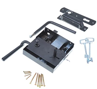 Aqbau® Kastenschloss Aufschraubschloss | Stahl Kastenschloss für Türen, Tore, Pforten | Aufschraubschloss links/rechts | Riegel und Falle (Rechts)
