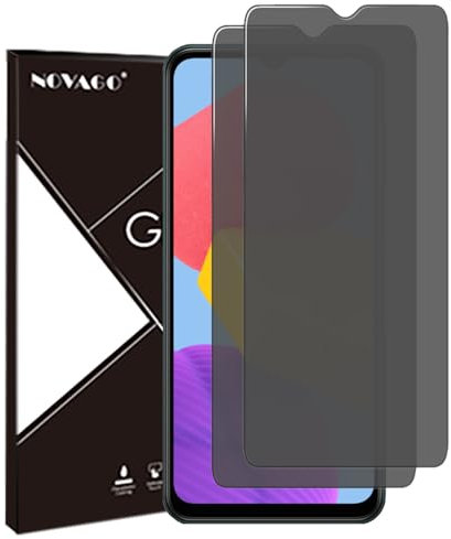 NOVAGO Compatible con Samsung Galaxy M02/M02s/ M04/M11/M12/M13 – Juego de 2 protectores de pantalla de cristal templado resistente 0,33 mm 9H (tintado antiespíon)