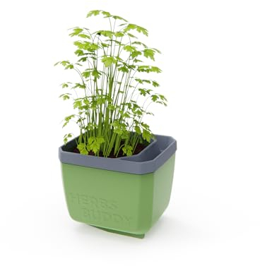 GUSTA GARDEN Herbs Buddy - Selbstbewässerungstopf & Kräutertopf für Küche & Fensterbank, Ideal für Basilikum, Wassertank, Wasserstandsanzeige