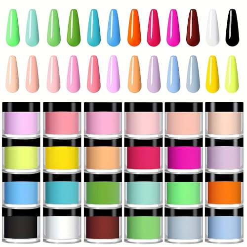 Acrylic Nail Kit, 24 Colors Acrylic Nail Powder for Nails, Beginner DIY at Home & Salon