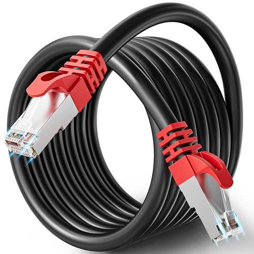 Soibke LAN Kabel 10 Meter, Netzwerkkabel Cat 7 Ethernet Kabel Hochgeschwindigkeit 10Gbps Wlan Internetkabel 10m RJ45 Geschirmt SFTP Gigabit Patchkabel Schwarz für PS5/4 Modem Router