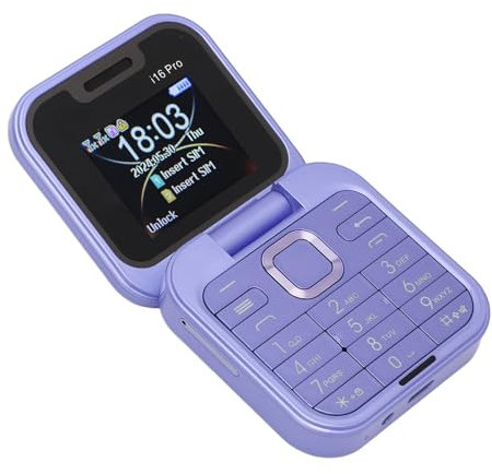 Tangxi Teléfono Flip Desbloqueado, 2G, 1.77 Pulgadas, 16 GB, Purple, Plegable, Comunicación Básica y Entretenimiento
