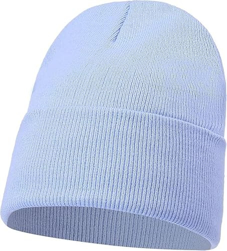 COSHAL® Womens Beanie Knitted Hat Classic Cuffed Beanie - Soft Warm and Stylish Hat Thermal Wooly Skull Cap Winter Hat for Women Ladies Skull Cap Sky Blue