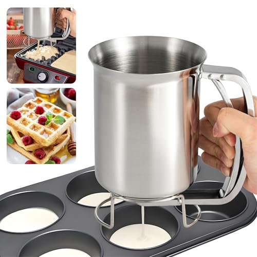 GIBOHOM Dosatore Pancake, Distributore per Pasta da 800 ml, in Acciaio Inox con Supporto, Dispenser per Pasta per Pancake, dosatore per Pasta per Pancake, dosatore Manuale per Pasta