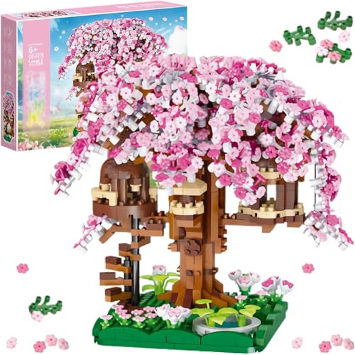 Sakura Baumhaus Bausteine Bausatz - Kirschblüte Bonsai mit DIY Japanische Kreative Kollektion Deko Geschenk (1109 PCS)