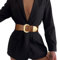 WHIPPY Damen Breiter Gürtel Taillengürtel Stretch für Kleid Elastischer Gürtel Hüftgürtel für Damen Goldener Schnalle, braun 43