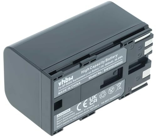 vhbw batteria sostituisce Canon BP-975, BP-955, BP-925, BP-950G per videocamera camcorder (3600mAh, 7,4V, Li-Ion)