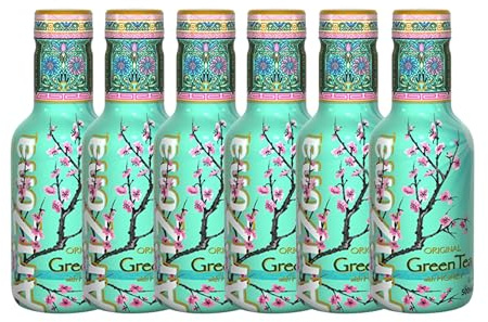 Arizona Tea Drink 500ml PET Bottle, Delicious Fruity Drink, No Artificial Flavours, No Artificial Preservatives Refreshing & Great for On-the-Go Hydration (Pack of 6, Original Green Tea with Honey)