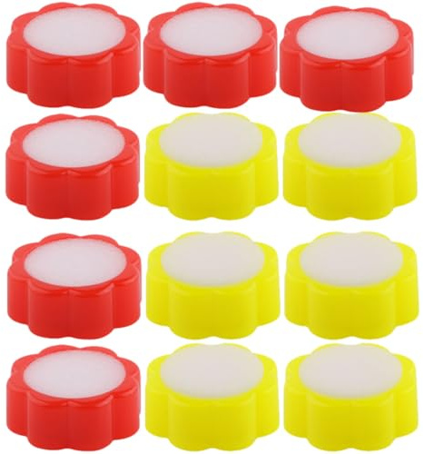 JOINPAYA Humedecedor de Dedos de Esponja Forma de Flor 12 Piezas 6 Rojas 6 Amarillas para Oficina y Contabilidad Accesorio Antideslizante para Contar Billetes y Documentos