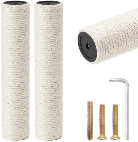 WPPQWP Reservstamm för klösmöbel i sisal, diameter 7 x 34 cm, tillbehör för klösmöbel i sisal, höjd 70 cm, med M8-skruv och skiftnyckel