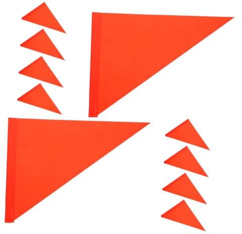 Healvian 10pcs Bicycle Safety Flags High Visibility Orange Triangle Warning Pennant Replacement Flags for Cycling Supplies Outdoor Riding Accessories
