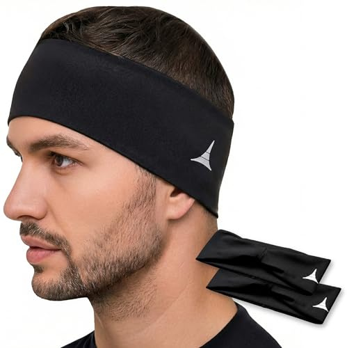French Fitness Revolution - Bandeau Anti-Transpiration pour Homme et Femme - Serre-Tête Extensible Anti-Humidité pour Sport, Running, Cyclisme, Fitness et Yoga - 2PACK - Noir