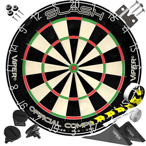 Viper Slash Official Competition Bristle Steel Tip Dartboard, WDF Accredited with Staple-Free Ultra-Thin Metal Wiring, Self-Healing Professional-Grade African Sisal, Magnetic Dart Holders