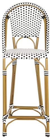 Safavieh PAT4038A Outdoor Collection Zaid Black, White and Brown Stackable Counter Stool