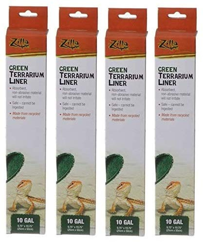 Zilla (4 Pack) Reptile Terrarium Bedding Substrate Liner, Green, 10G