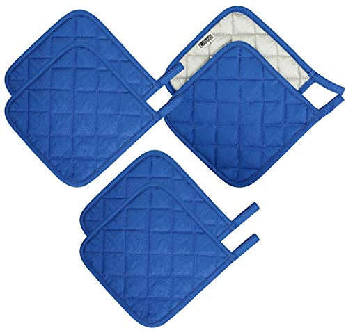 Set di 6 sottopentole in 100% cotone per cucina quotidiana di base, in spugna, resistente al calore, per cucinare e cuocere al forno, blu scuro