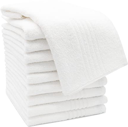 ZOLLNER 10er Set Handtücher in 50x100 cm - saugstarke Badetücher in weiß - mit praktischem Aufhänger - mit eleganten Tiefgangstreifen - waschbar bis 95°C - Baumwolle - Hotelqualität