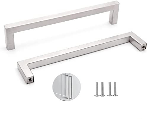 SYDARSYN 2 Pezzi Maniglie per Mobili da Cucina 192mm - Maniglia per Mobile in Acciaio Inox Opaco Quadrato Maniglie per Guardaroba Porte Cassetti Armadio