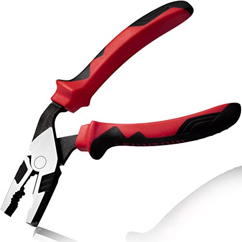 LEONTOOL Alicates combinados de alto apalancamiento de 7 pulgadas de cabeza angulada Linesman alicates con cortador de alambre, herramienta de mano profesional que ahorra un 35% de mano de obra