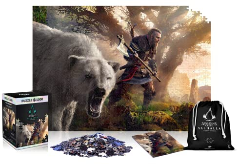 Good Loot Assassin's Creed Valhalla Eivor & Polar Bear Puzzles Premium Box Sack Poster Computer Game Jigsaw Puzzles for Teens and Adults Inspired by a Computer Game 1000 Pieces