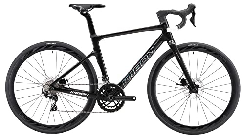 KABON Bici da strada carbonio, T800 Bici da strada 700C con trasmissione a 18 velocità,Manubrio integrato carbonio,Freni a disco bicicletta da corsa per uomini e donne (50cm, Nuovo Nero)