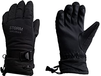 Storm Explorer - wasserdichte Winter Handschuhe für Kinder - Skihandschuhe für Jungen & Mädchen - Gefütterte Winterhandschuhe für 6-8 Jahre - schwarz - Modell „Eskimo“