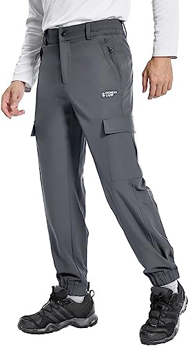 Pioneer Camp Pantaloni da trekking da uomo, impermeabili, traspiranti, per attività all'aria aperta, elasticizzati, estivi, con 6 tasche, grigio., L