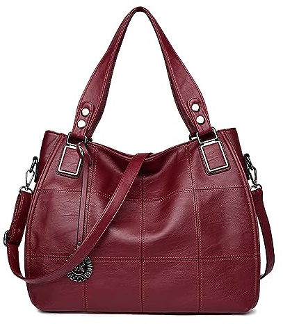 Sacmill Bolso de Mujer Grande Bolso PU Cuero Con Flecos Hombro Bolsa Tote para Shopper Viaje Oficina Escuela Trabajo