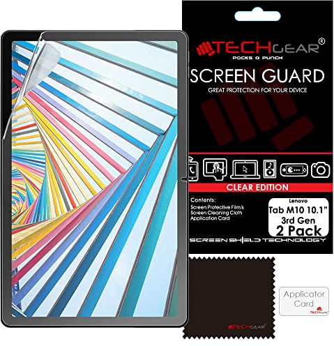 TECHGEAR [Pack of 2 Screen Protectors for Lenovo Tab M10 3rd Gen 2022 (10.1 Inch screen) TB328 / TB328FU / TB328XU Ultra Clear Screen Protector Guard Cover + Screen Cleaning Cloth & Applicator Card